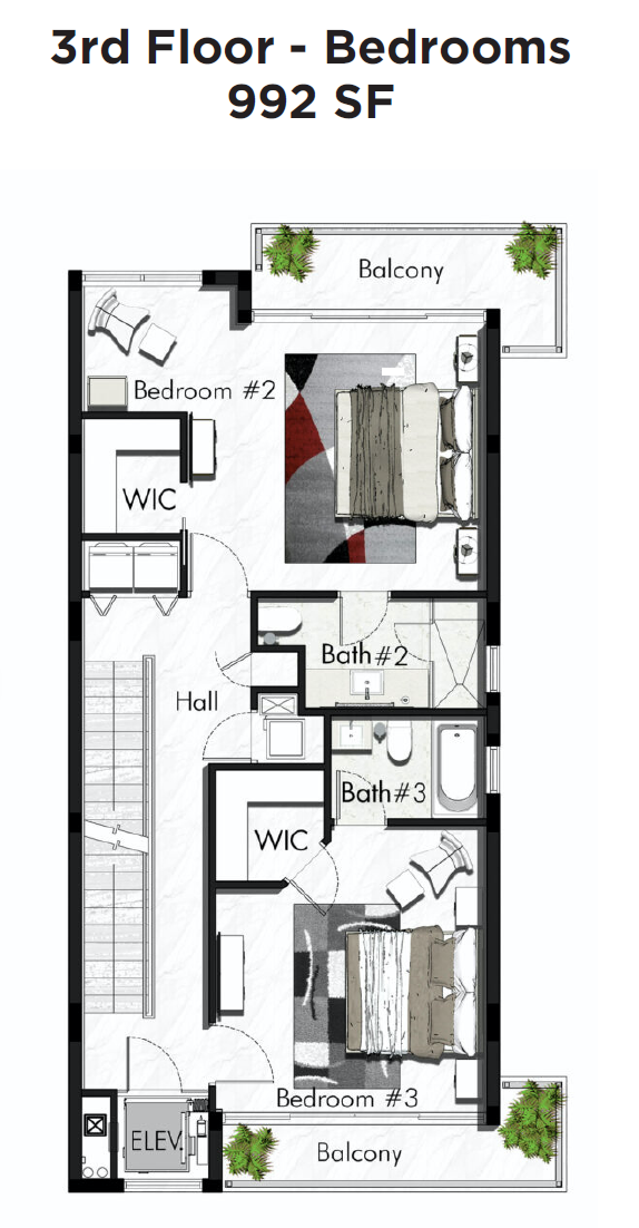 Third floor plan - Bedrooms