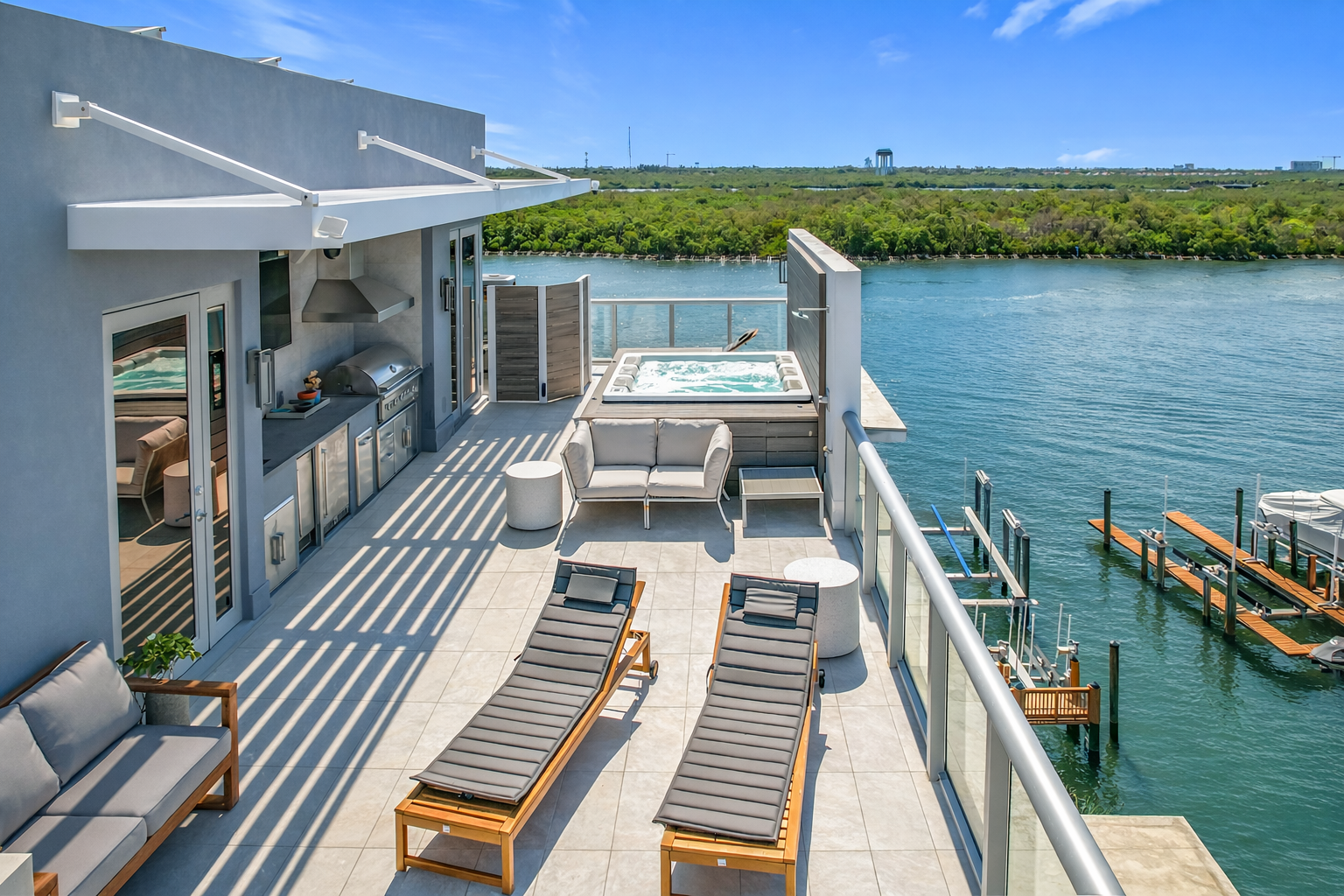 2-car garage with direct marina access